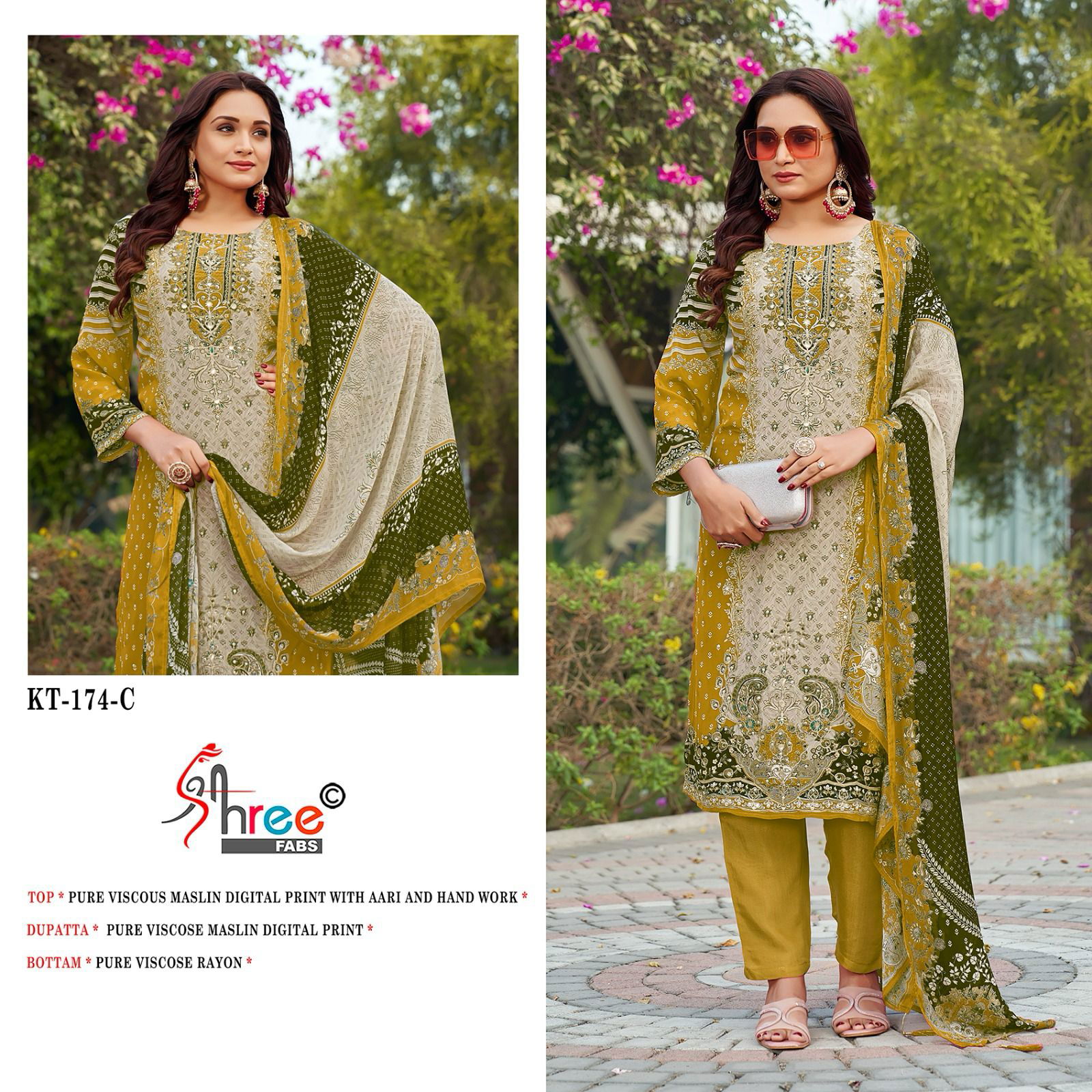 Kt 174 By Shree Fabs Viscose Printed Designer Salwar Suits Wholesale In India